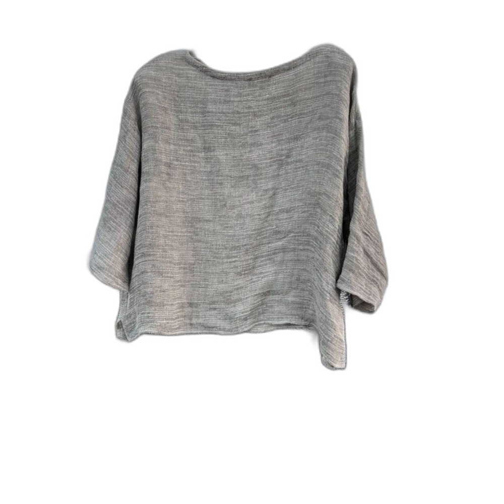 EILEEN FISHER WOMENS‎ TOP SIZE L ORGANIC LINEN/RECYCLED NYLON BLEND BOAT NECK - Picture 2 of 9